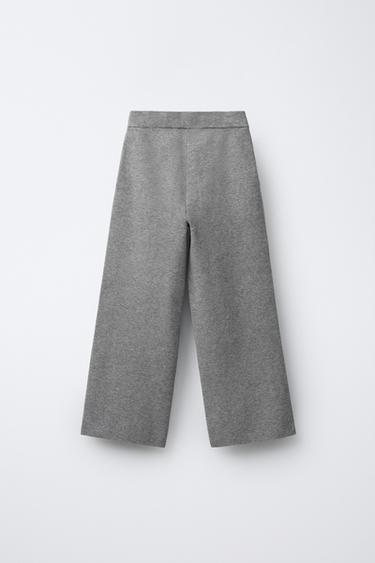 PANTALON WIDE LEG EN MAILLE - Gris moyen de Zara - Image 1
