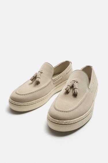 CASUAL LEATHER LOAFERS WITH TASSELS - Ecru White by Zara - Image 3