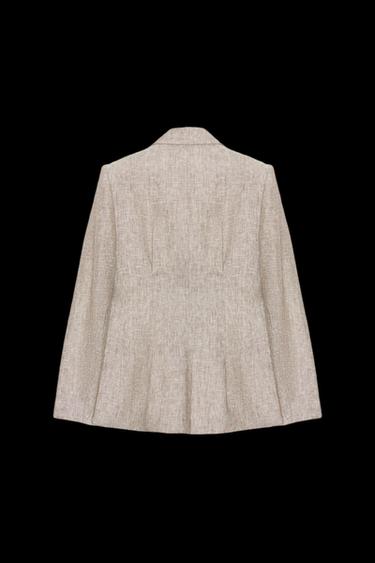 BLAZER MIT SCHULTERPOLSTERN AUS 100 % LEINEN - Sandfarben / meliert von Zara