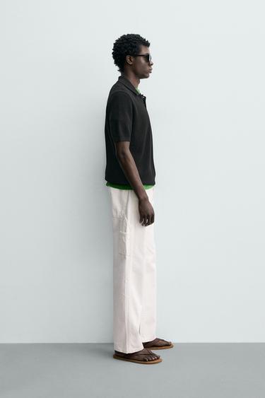 POLO REGULAR FIT EN MAILLE STRUCTURÉE - Noir de Zara - Image 3
