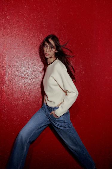 PULL EN MAILLE À BOULES COL - Écru de Zara - Image 3