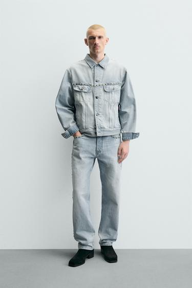 JEANS STRAIGHT FIT بحلي معدنية - أزرق فاتح الخاص بـ Zara
