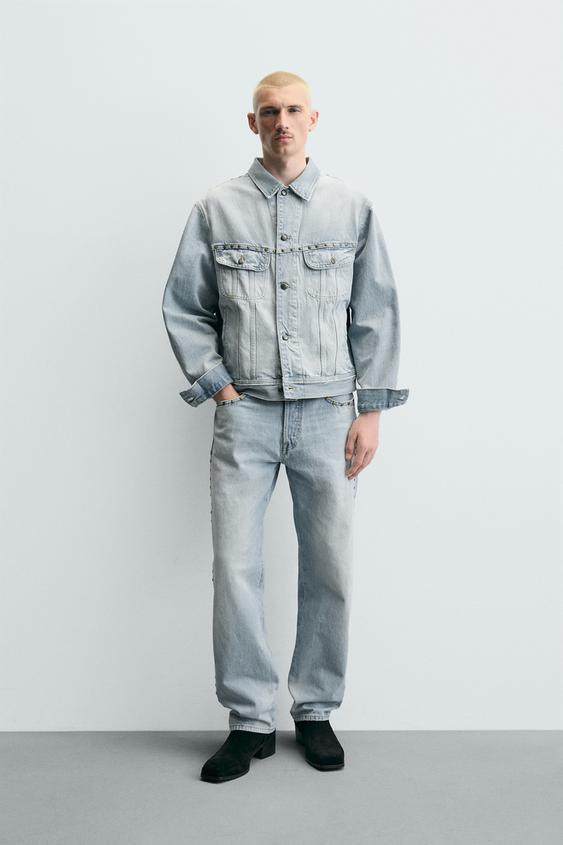 STRAIGHT FIT JEANS WITH METAL STUDS from Zara - $99.90