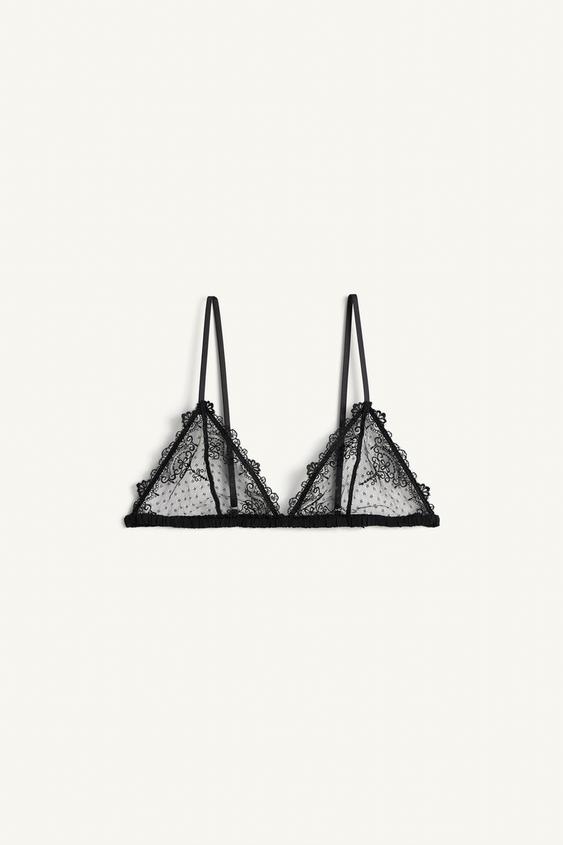 BRASIER TRIANGULAR ENCAJE LIMITED EDITION - Negro de Zara - Imagen 0