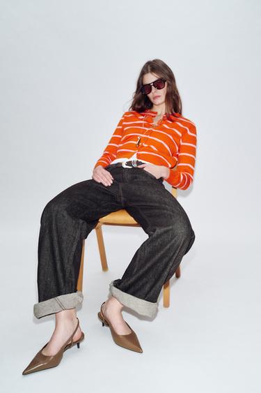SAPATO DE COURO KITTEN - Marrom da Zara