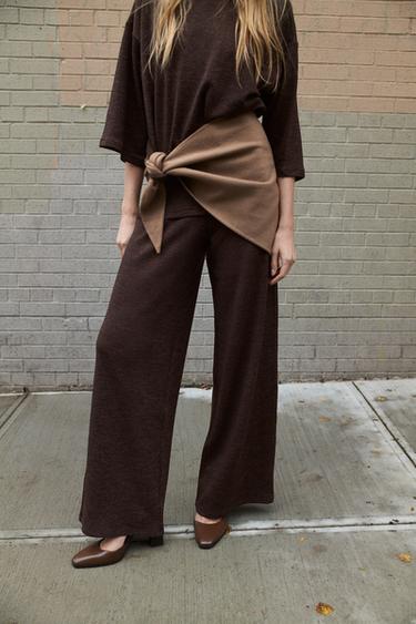 Zara OSNOVNE PIKE PANTALONE – tamnosmeđa