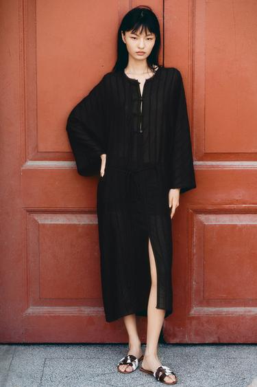 MIDI DRESS WITH TOGGLES ZW COLLECTION - Black by Zara