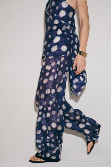 Zara ZW COLLECTION POLKA DOT PANTS - Blue