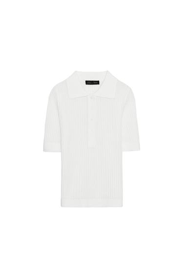 SEMI-SHEER KNIT POLO SHIRT - White by Zara