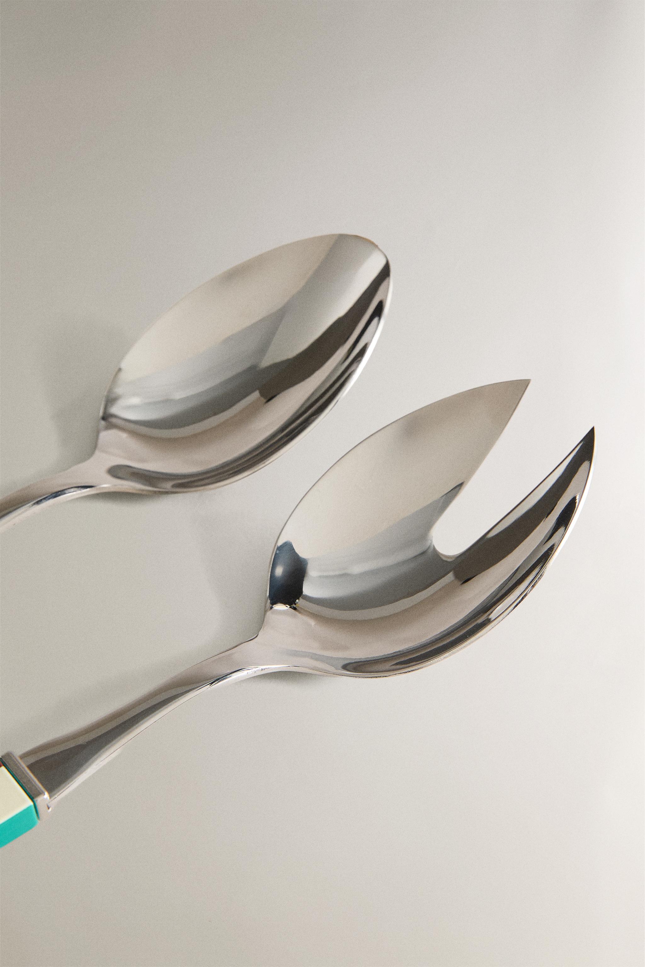 ENSEMBLE COUVERTS À SALADE MANCHE RAYÉ (LOT DE 2) X COLLAGERIE