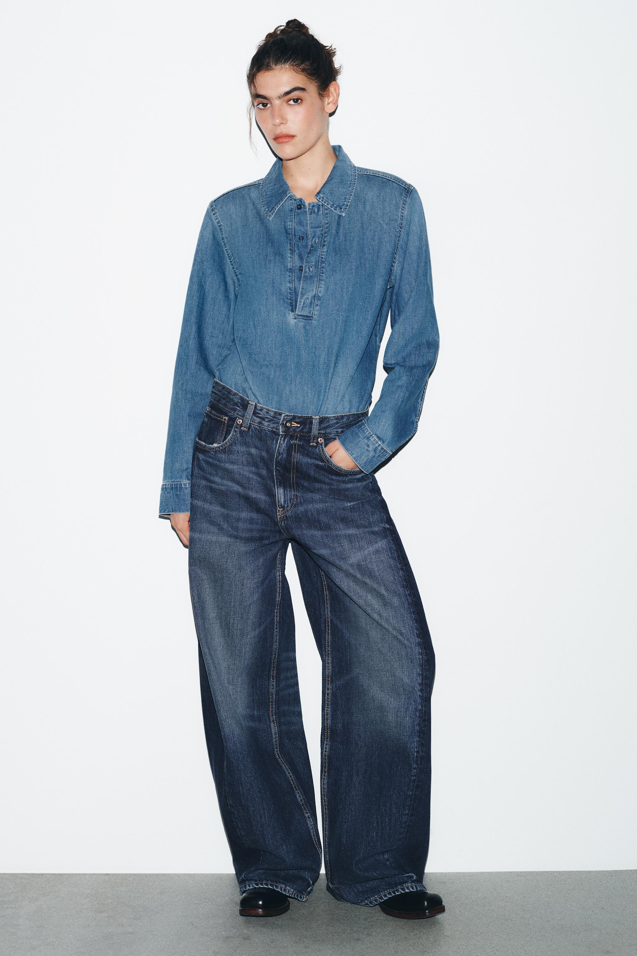TRF HIGH-WAIST BALLOON OVERSIZE JEANS - Navy blue | ZARA United States
