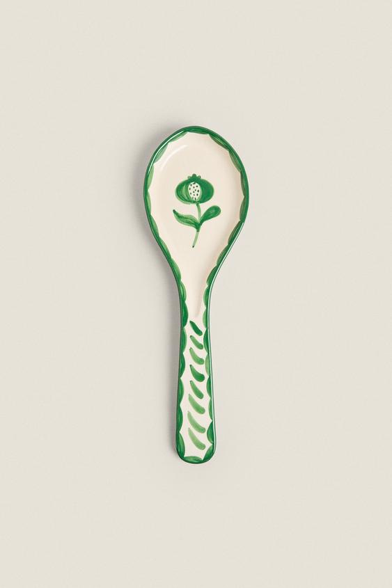 CERAMIC SPOON REST White / Green ZARA United Kingdom