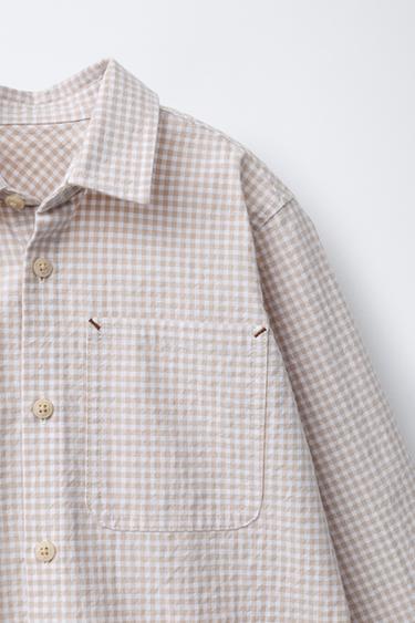 CHEMISE À POCHE À CARREAUX VICHY - Beige clair de Zara - Image 2