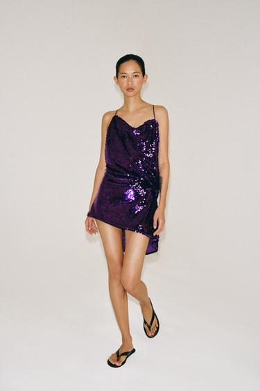 ZW COLLECTION SEQUIN DRAPED TOP - Violet by Zara - Image 0