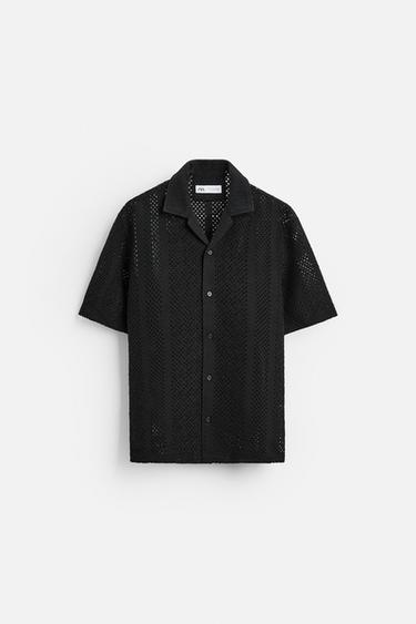 CAMISA CROCHET GEOMÉTRICO - Negro de Zara
