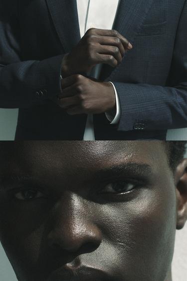 100% WOOL CHECK SUIT BLAZER - Navy blue by Zara