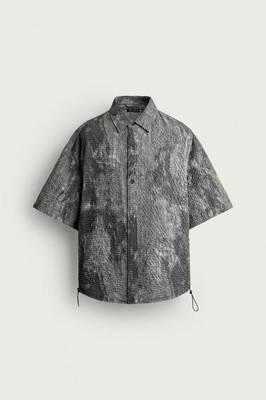 TEXTURED PRINT RELAXED FIT SHIRT - Anthracite grey by Zara