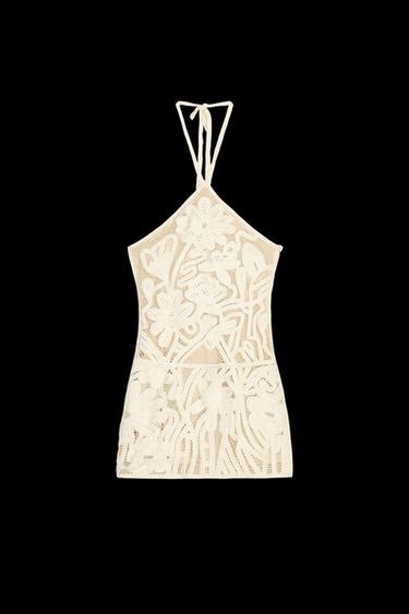 EMBROIDERED HALTER DRESS - Straw by Zara - Image 0