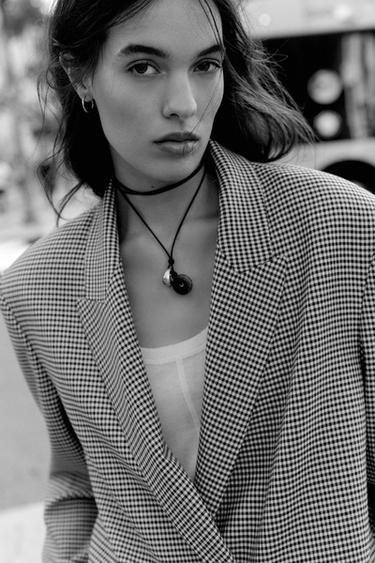 VESTE OVERSIZE À BOUTONNAGE CROISÉ - Noir / Vert de Zara - Image 3