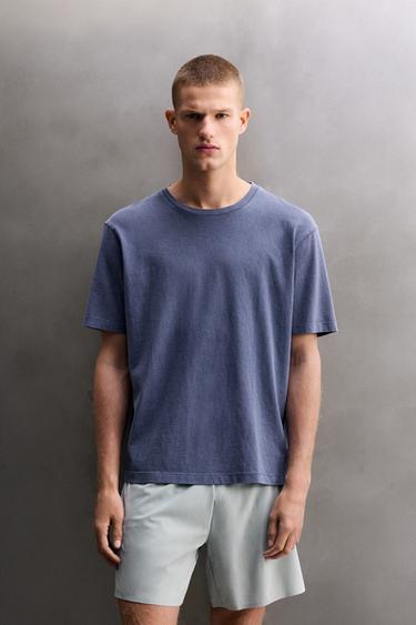 CAMISETA RUNNING COM ESTAMPA DE GRÁFICO - Azul-lavado da Zara