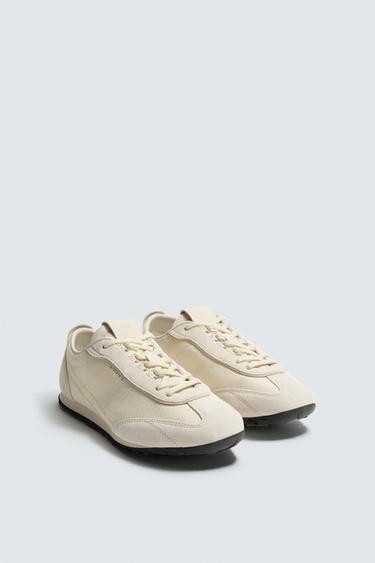 КОЖАНЫЕ КРОССОВКИ — Белый от Zara