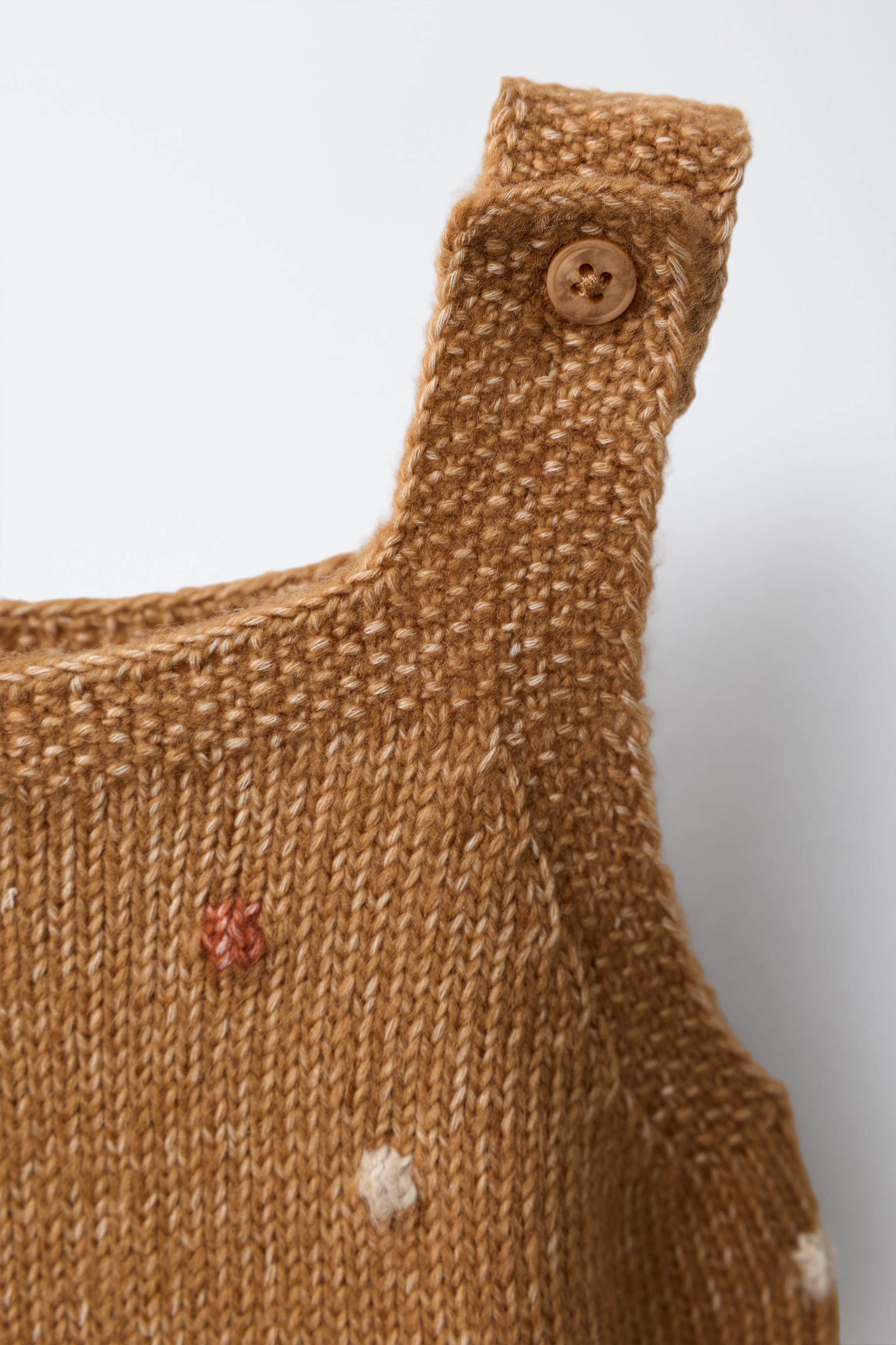 Детские комбинезоны Zara EMBROIDERED DOT KNIT ROMPER — фото 3
