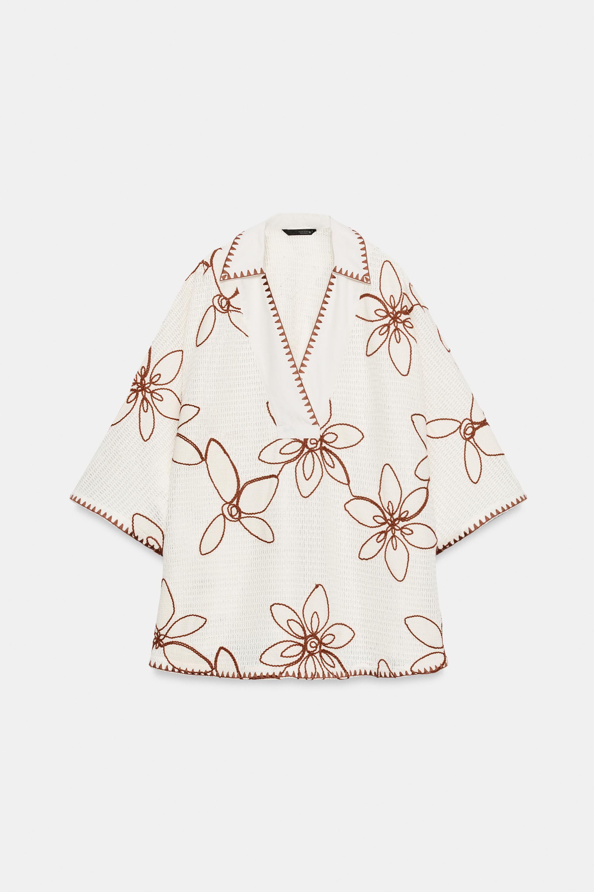 İŞLEMELİ KAFTAN BLUZ - Görsel 6