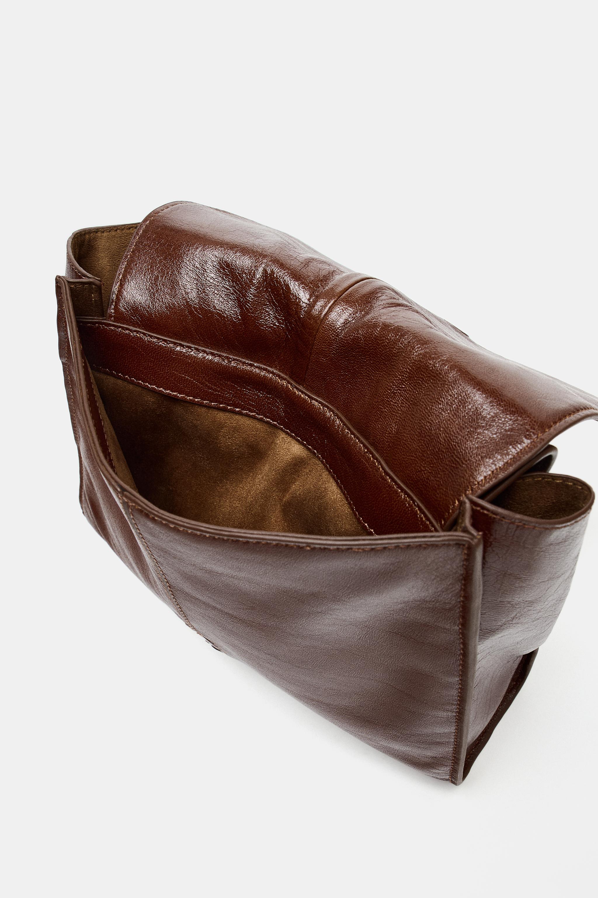 MINI LEATHER SHOPPER WITH DOUBLE POCKET