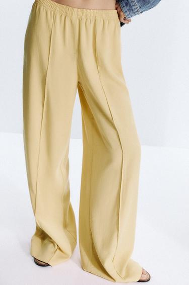 WIDE-LEG SEAM TROUSERS - Yellow by Zara - Image 1