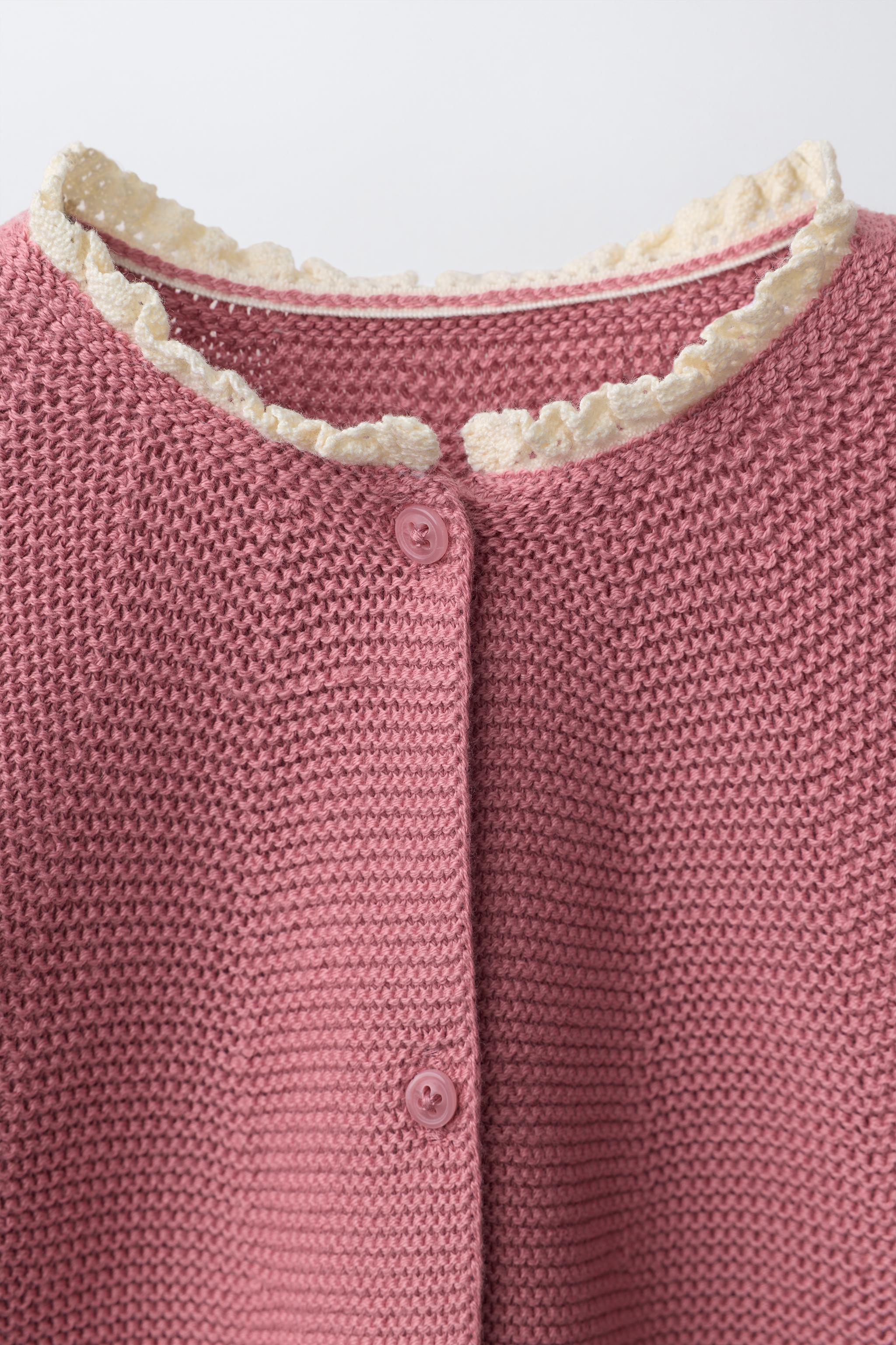 Детские кардиганы Zara CONTRAST LACE KNIT CARDIGAN — фото 3