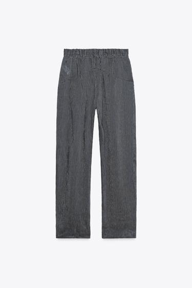 GESTREIFTE HOSE AUS LEINENMIX ZW COLLECTION - Blau von Zara