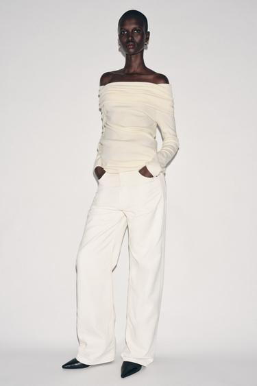 OFF-SHOULDER KNIT JUMPER - Ecru by Zara