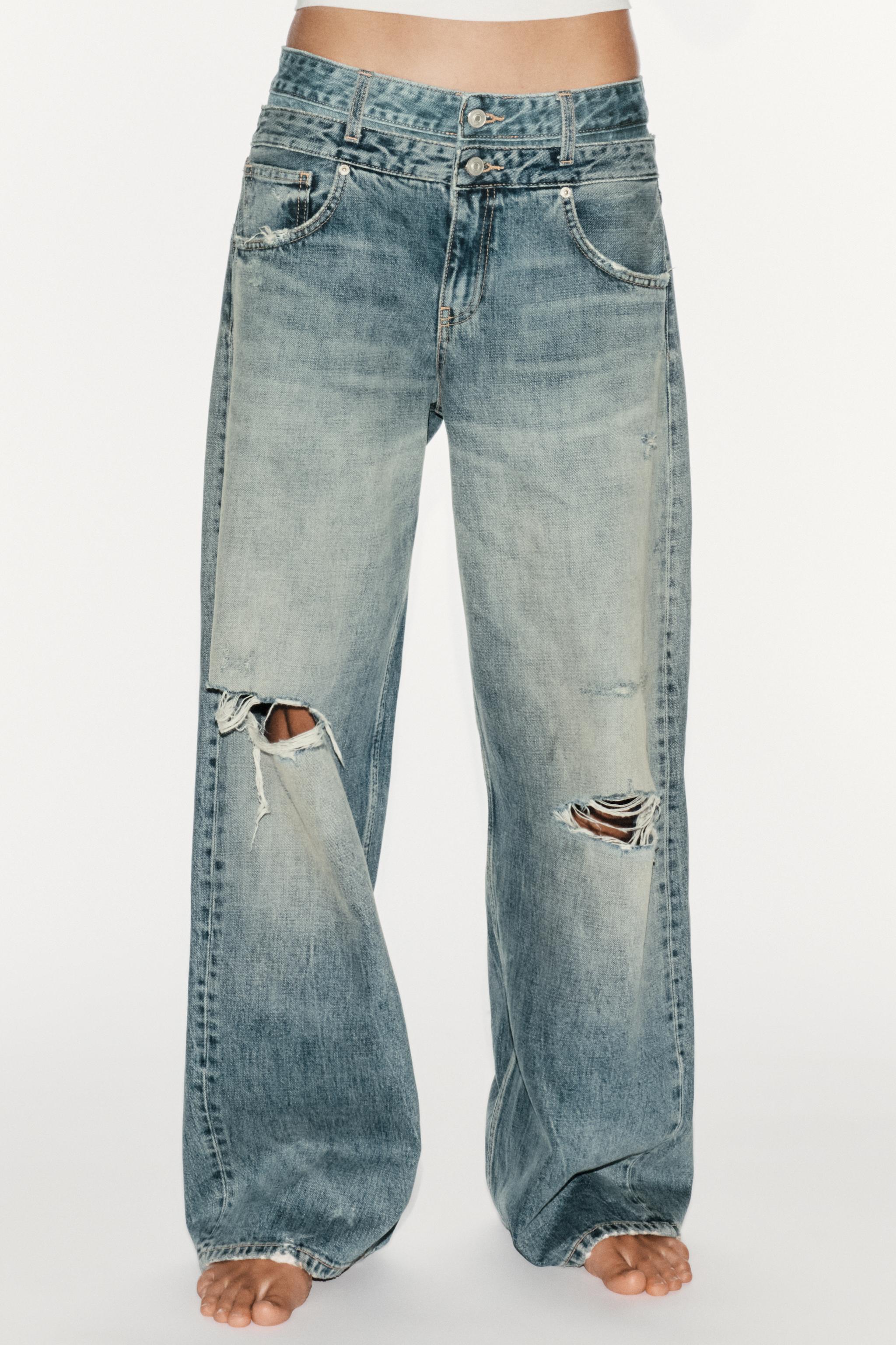 Женские джинсы Zara TRF STRAIGHT-FIT DOUBLE WAISTBAND MID-RISE JEANS — фото 2