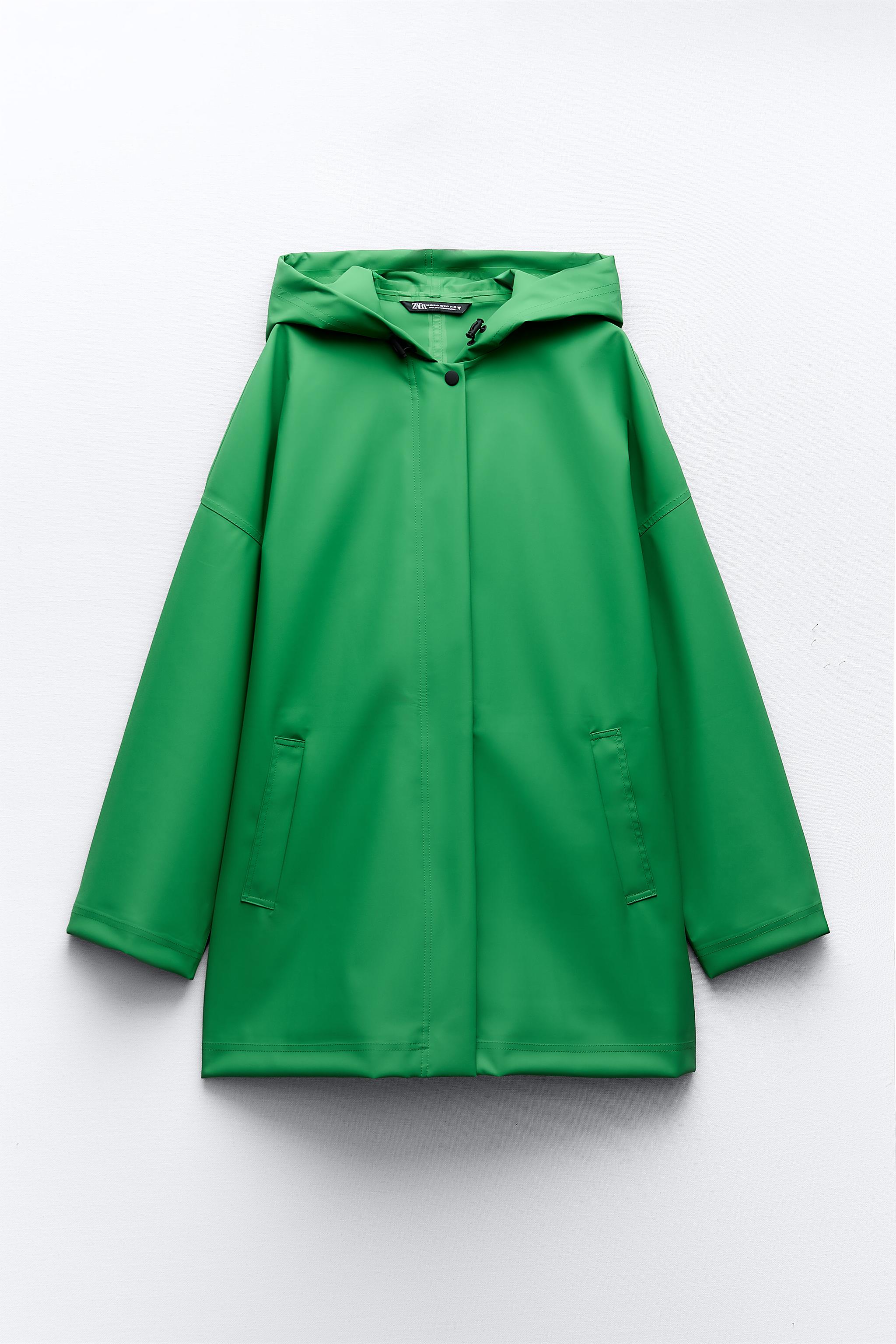 Zara store green raincoat