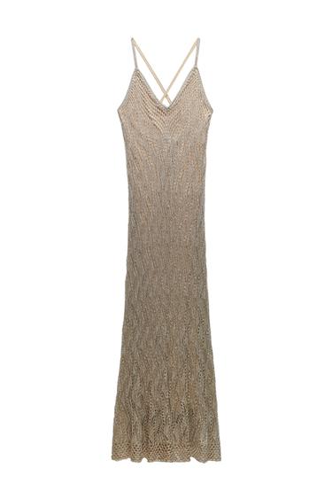 METALLIC THREAD KNIT DRESS