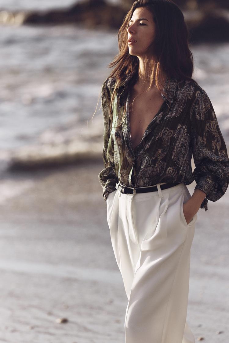 PRINTED SHIRT WITH METALLIC THREAD