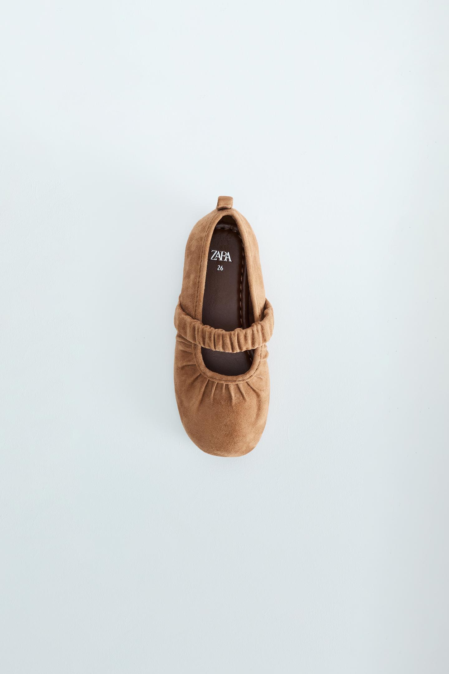 Детские балетки Zara Leather Ruched Ballet, цвет: Коричневый — фото 9