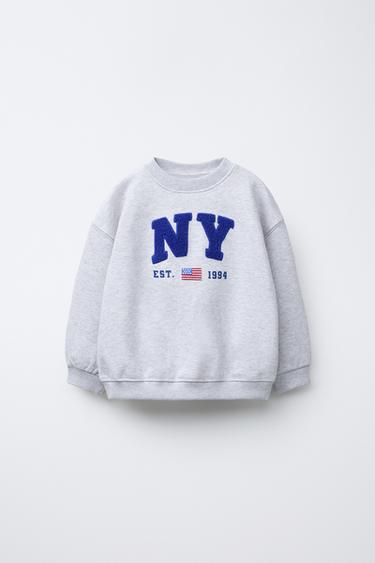Zara TERRY PATCH SWEATSHIRT - Gray marl
