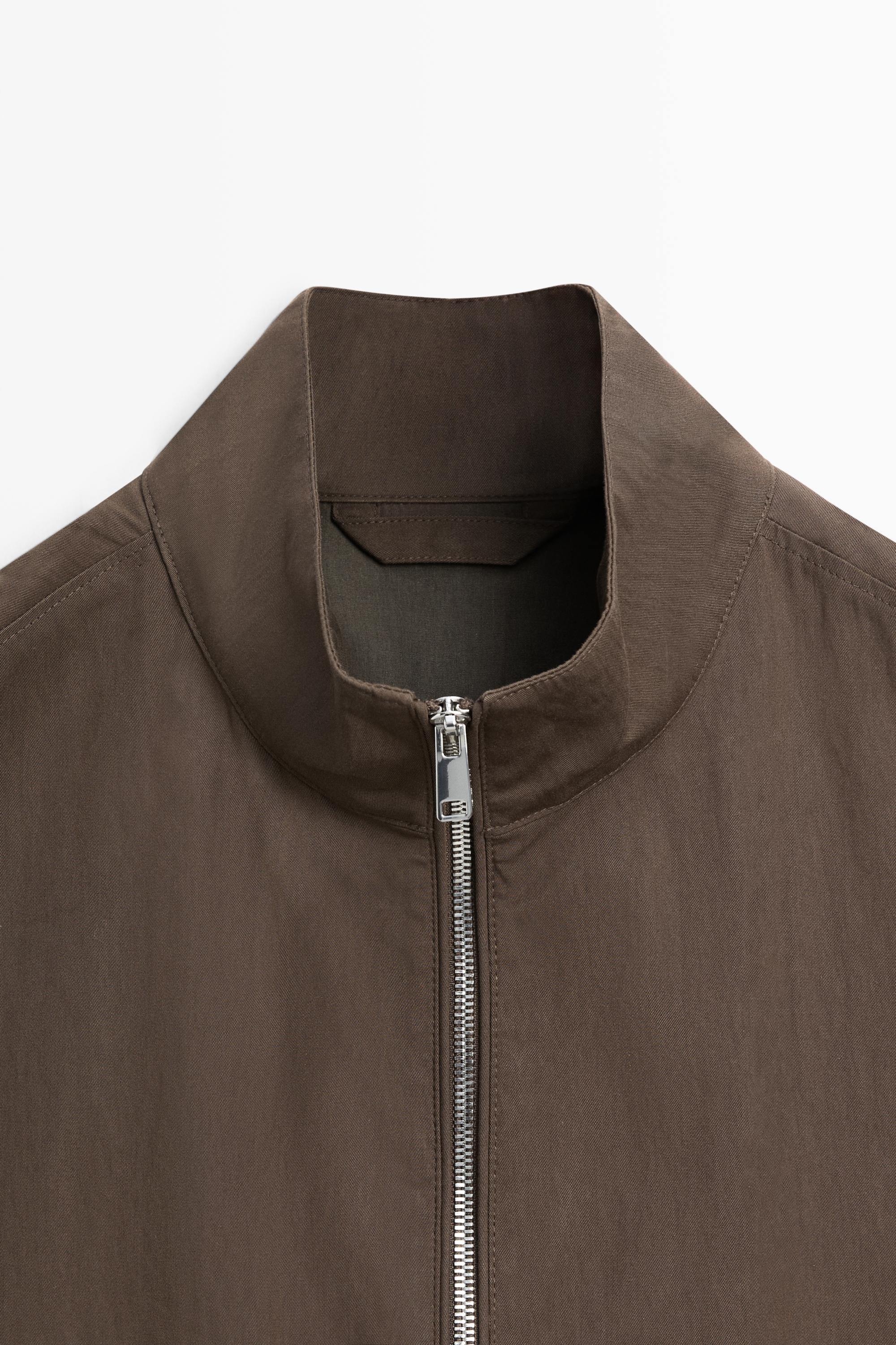 Cotton blend high-neck jacket