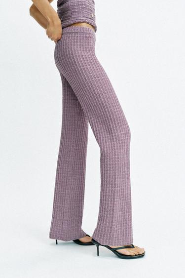 STRETCH TEXTURED TROUSERS - Purple by Zara - Image 2