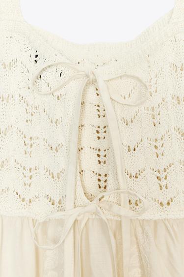 ROBE EN MAILLE EN MATIÈRES VARIÉES - Écru de Zara - Image 8