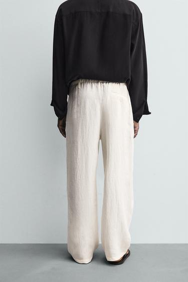 PANTALON 100 % LIN COUPE DÉCONTRACTÉE - Écru de Zara - Image 2