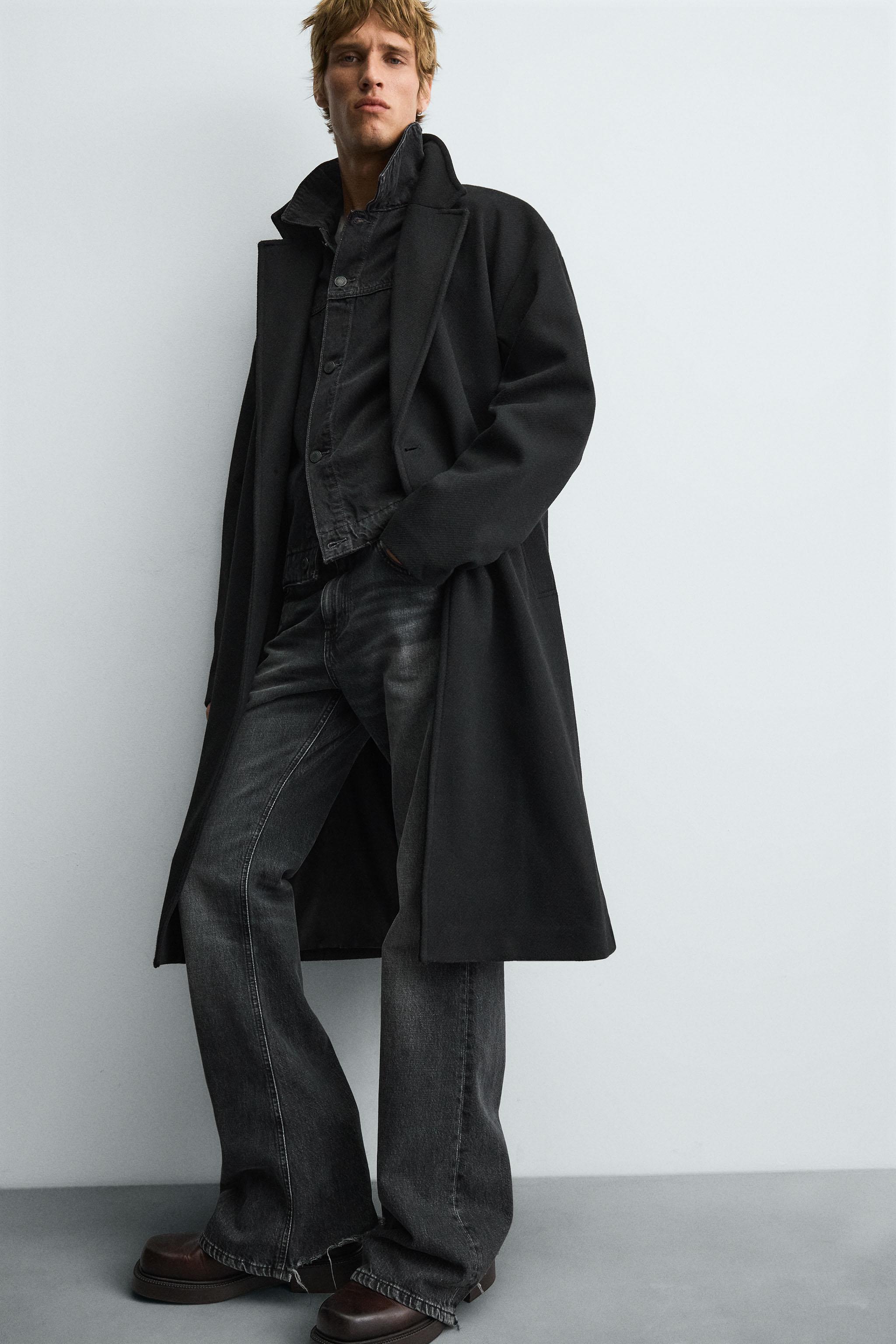 撥水加工入りテクニカル構造コート - ブラック | ZARA Japan / 日本