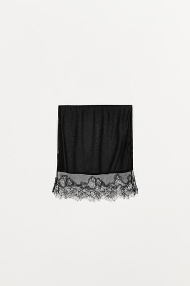 JUPE PLISSÉE DENTELLE - Noir de Zara - Image 4