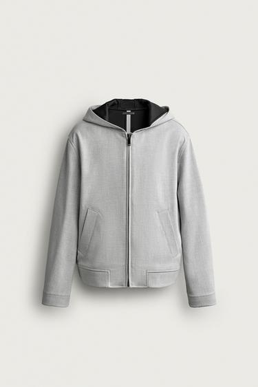 Zara RELAXED-FIT HOODED JACKET - Gray marl