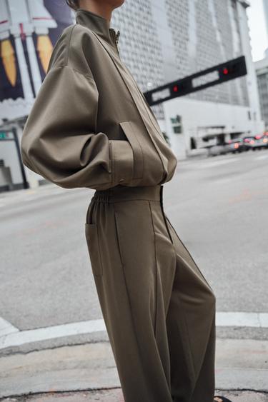 STRAIGHT-LEG TROUSERS WITH FRONT SEAM - Khaki by Zara - Image 2