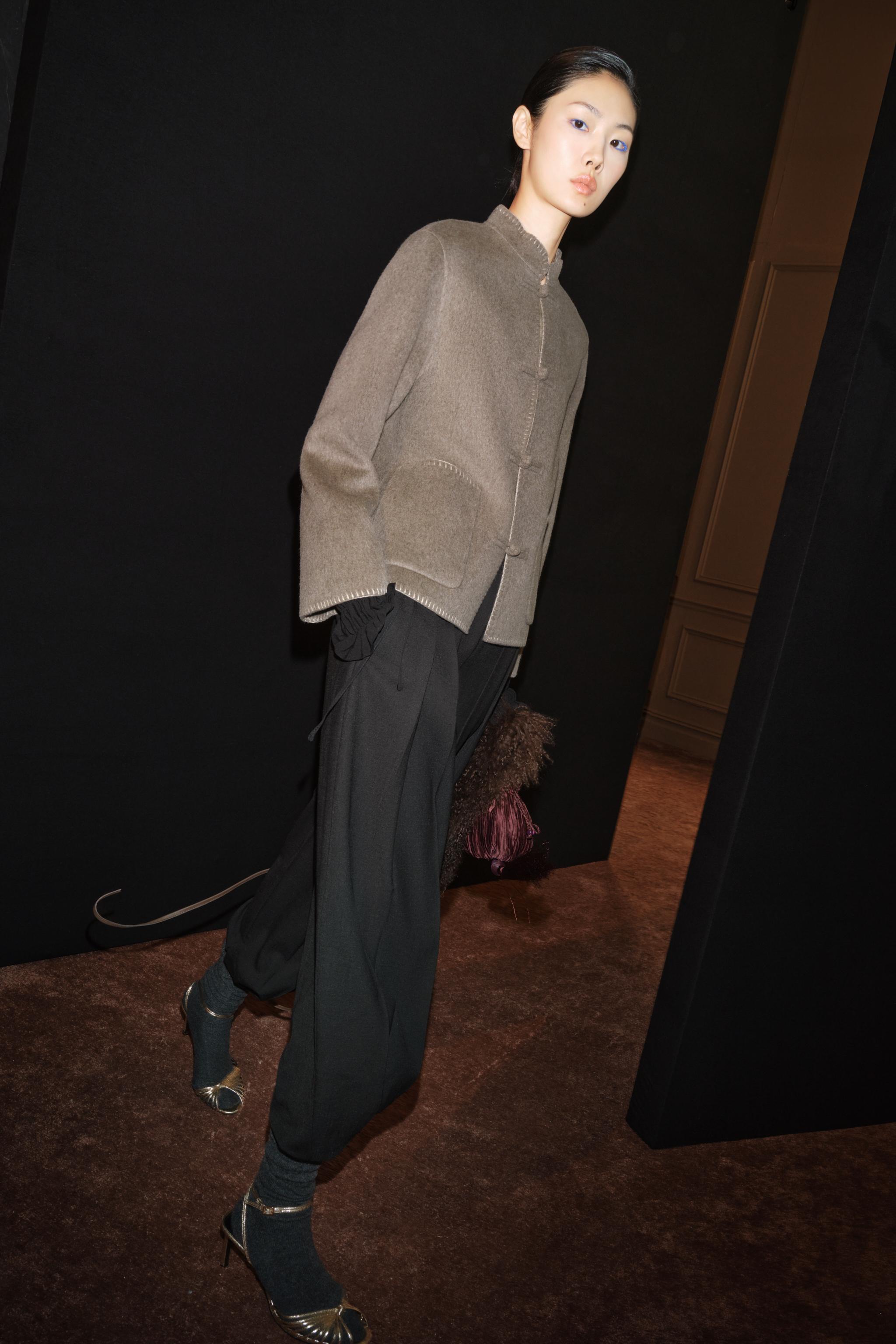 ZW COLLECTION WOOL BLEND FROG FASTENING JACKET