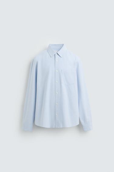 TEXTURED OXFORD SHIRT - Sky blue by Zara