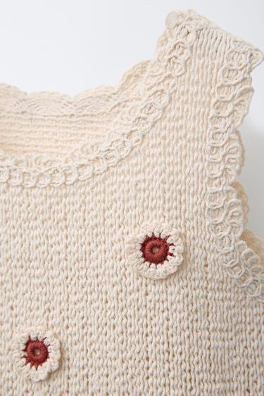 HAUT EN MAILLE CROCHET - Écru de Zara - Image 2