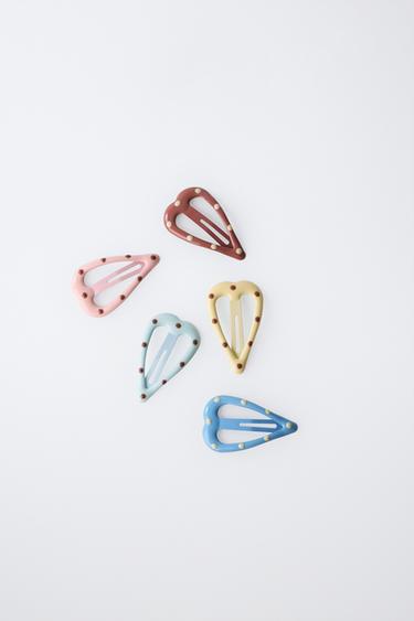 LOT DE CINQ PINCES CŒUR À POIS - Rose pastel de Zara - Image 1